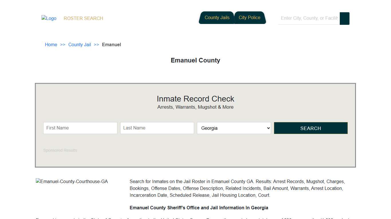Emanuel County | Georgia Jail Inmate Search