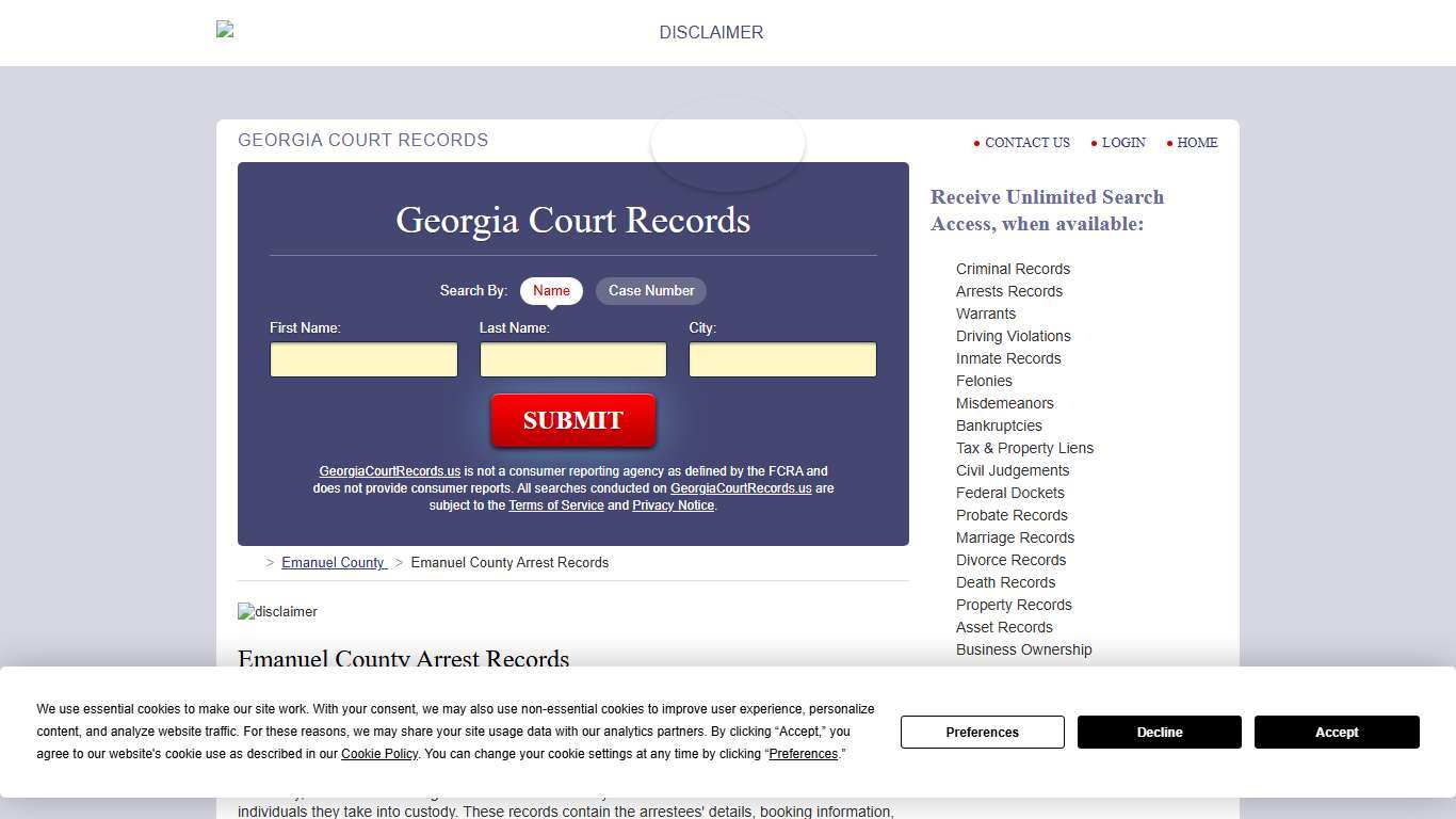 Emanuel County Arrest Records | GeorgiaCourtRecords.us